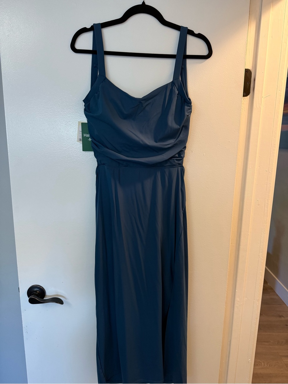 HALARA Teal Sleeveless Midi Dress